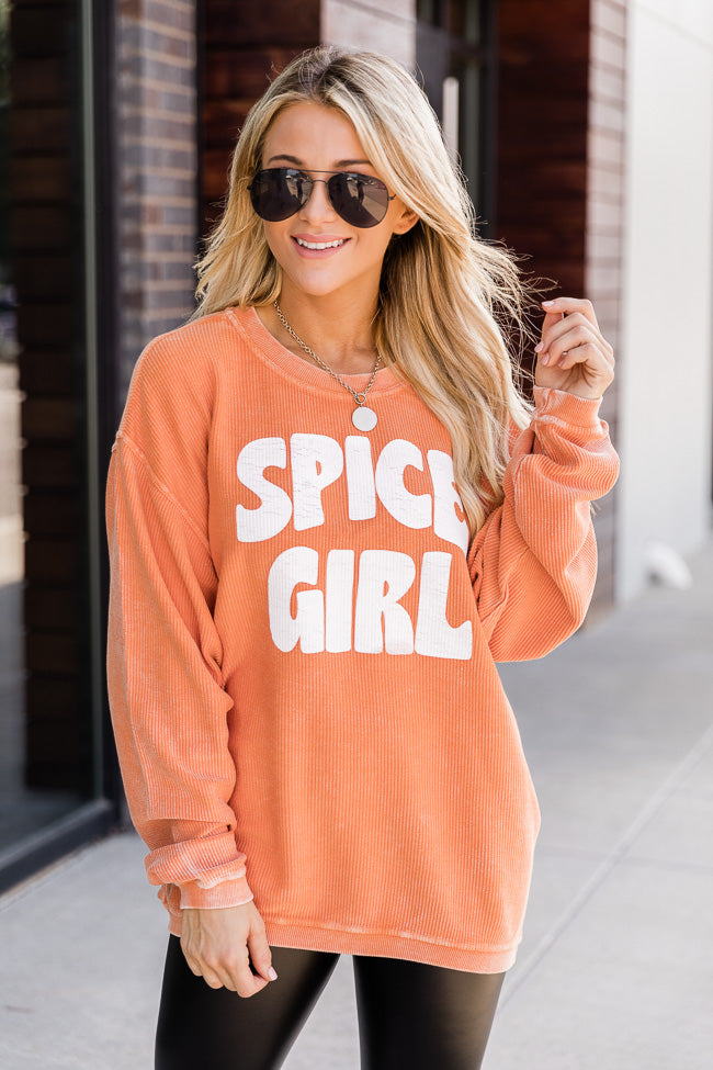 Spice Girl Orange Corded Graphic Sweatshirt