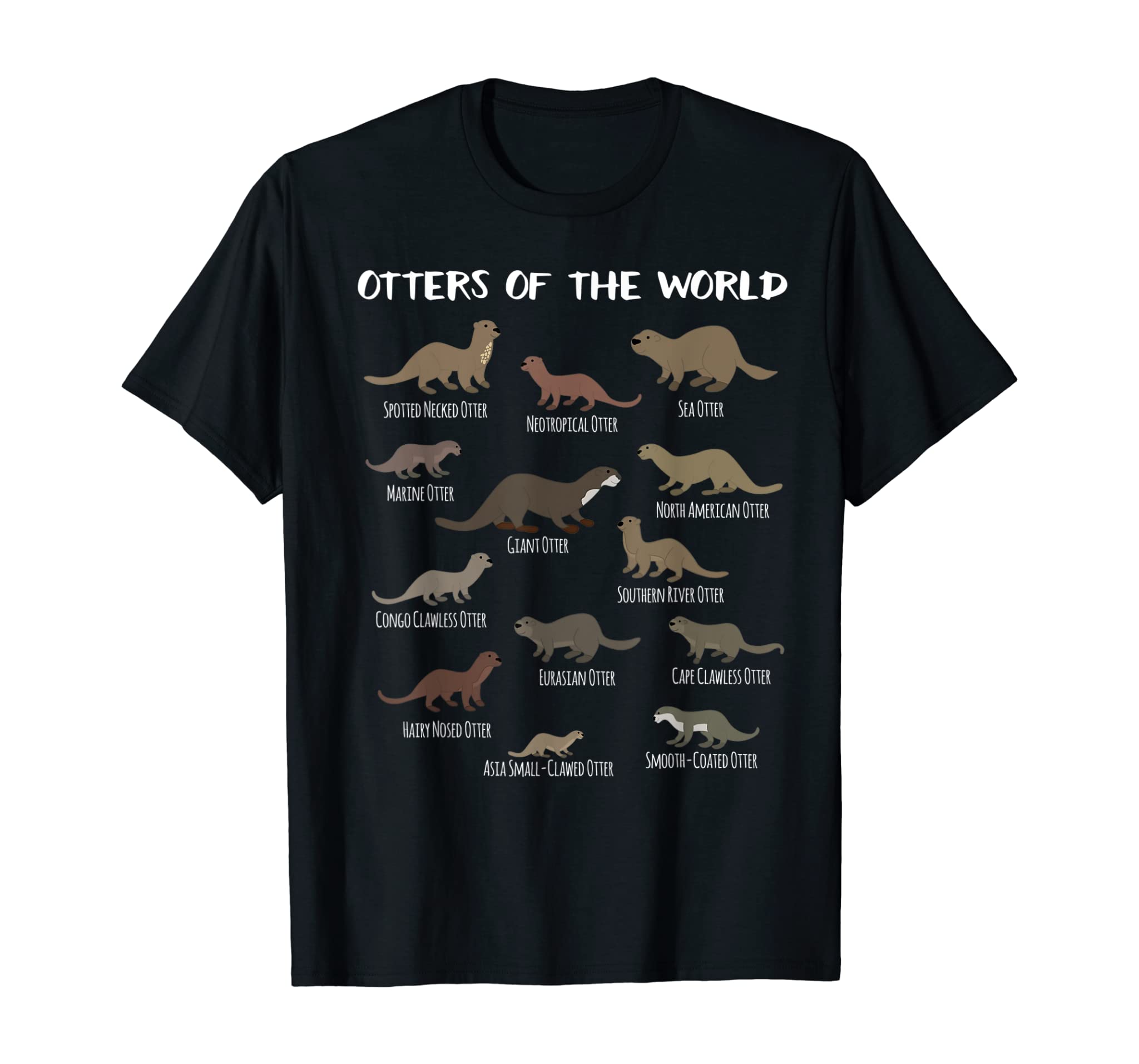 Otters Of The World Sea Otter Giant Otter Educational Gift T-Shirt