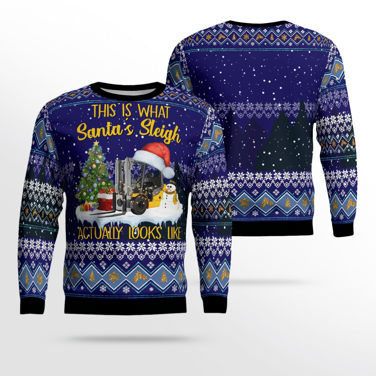 Forklift 3D Ugly Christmas Sweater, Gift For Christmas Aop Sweater