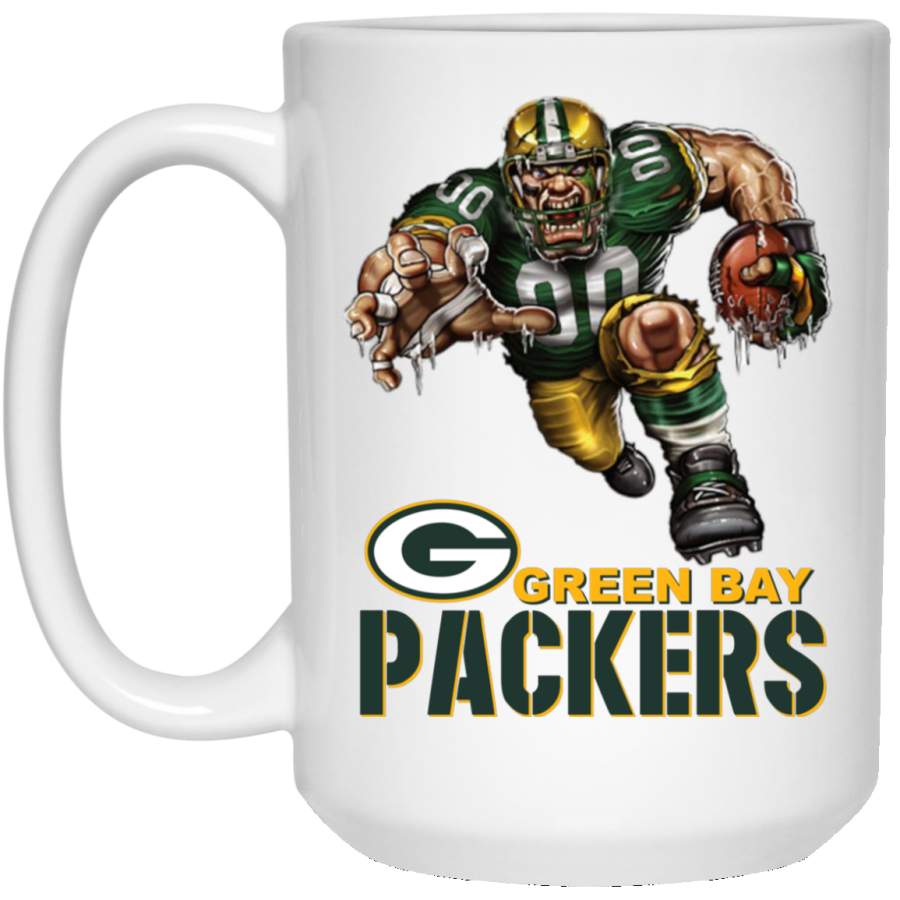 Green Bay Packers Logo Player Mascot (white mugs) 21504 15 oz. White Mug