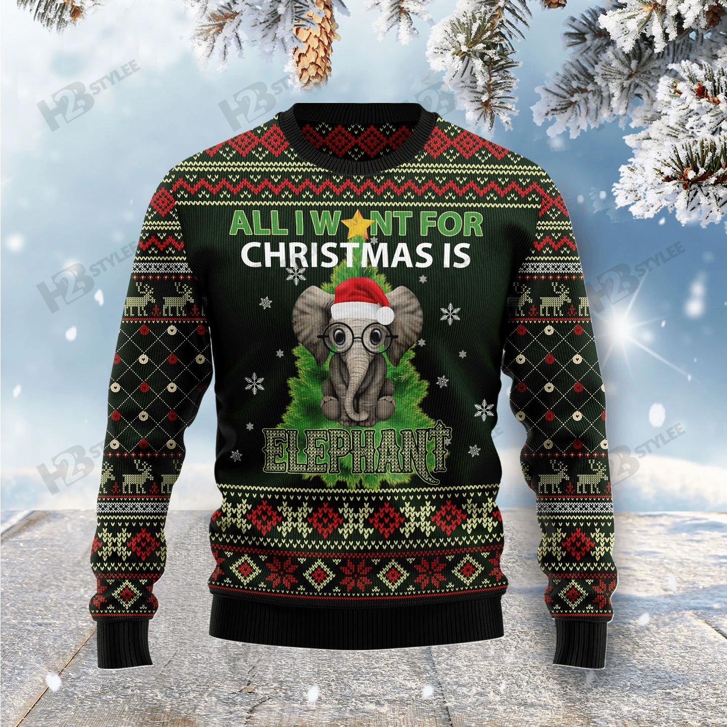 All I Want For Christmas Is Elephant Christmas Ugly Sweater