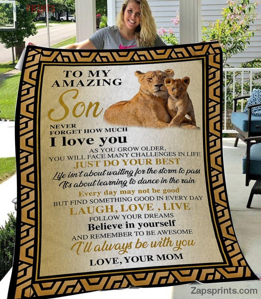 Gift For Son – To My Son – Lion – Waiting For The Storm To Pass – Blanket