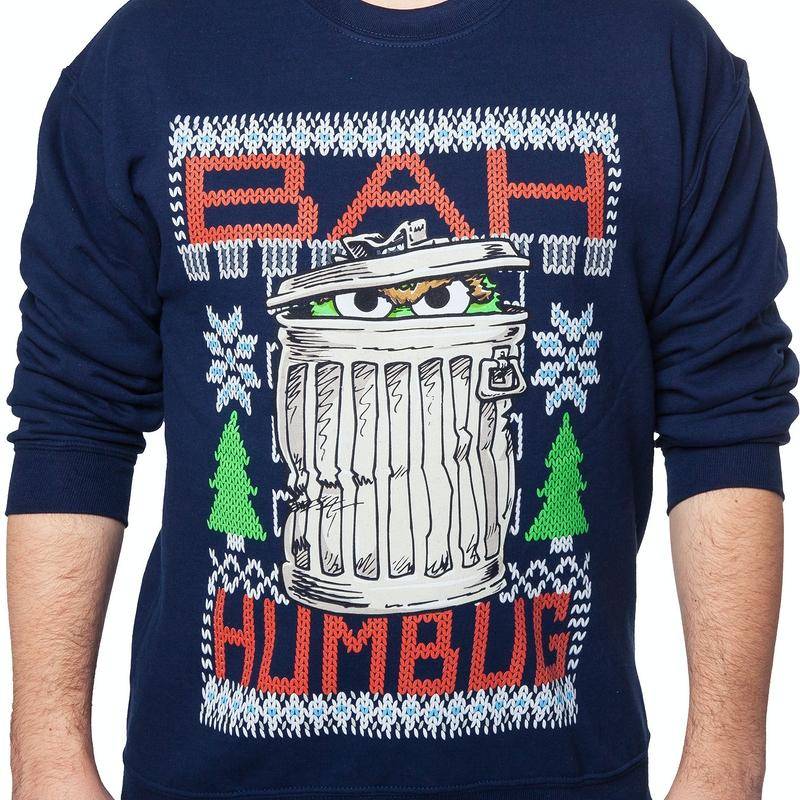 Sesame Street Oscar The Grouch Faux Ugly Christmas Sweater