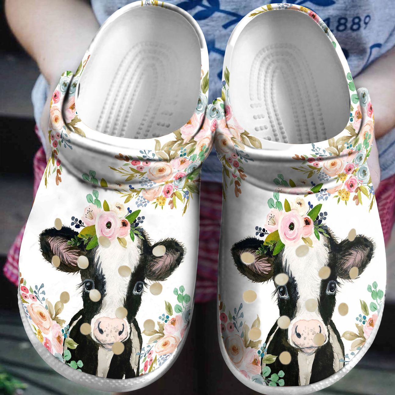 Cow Personalized Clog, Custom Name, Text, Color, Number Fashion Style For Women, Men, Kid, Print 3D Floral Cow V2