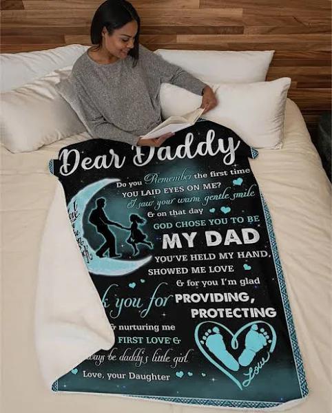 To My Dad Do U Remember The First Time Fleece Blanket Gift For Dad From Daughter Home Decor Bedding Couch Sofa Soft And Comfy Cozy