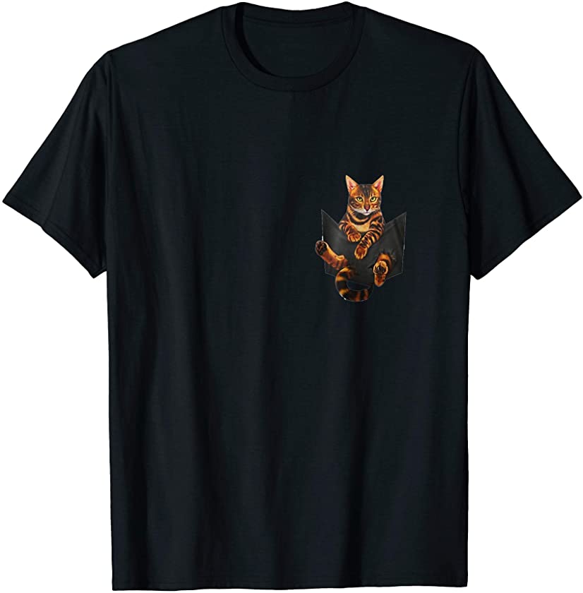 Cat Lovers Gifts Bengal In Pocket Funny Kitten Face T-Shirt