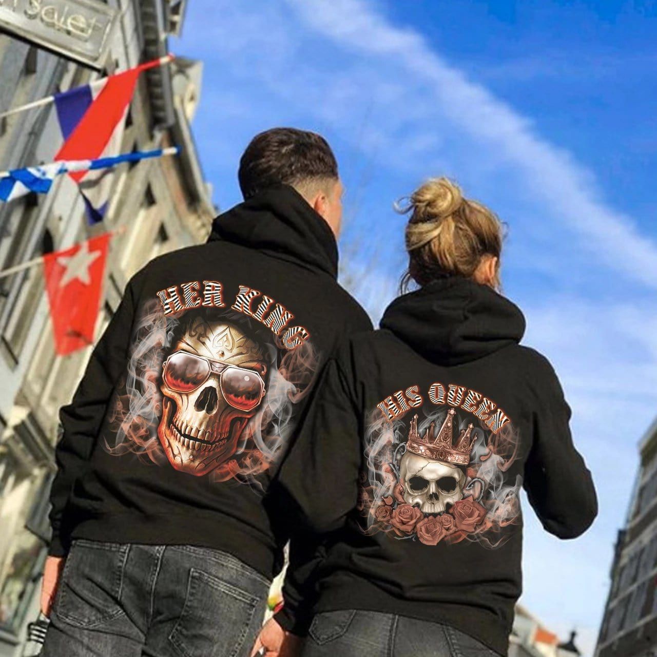 Skull His Queen And Her King Couple Aop Hoodie #Dh