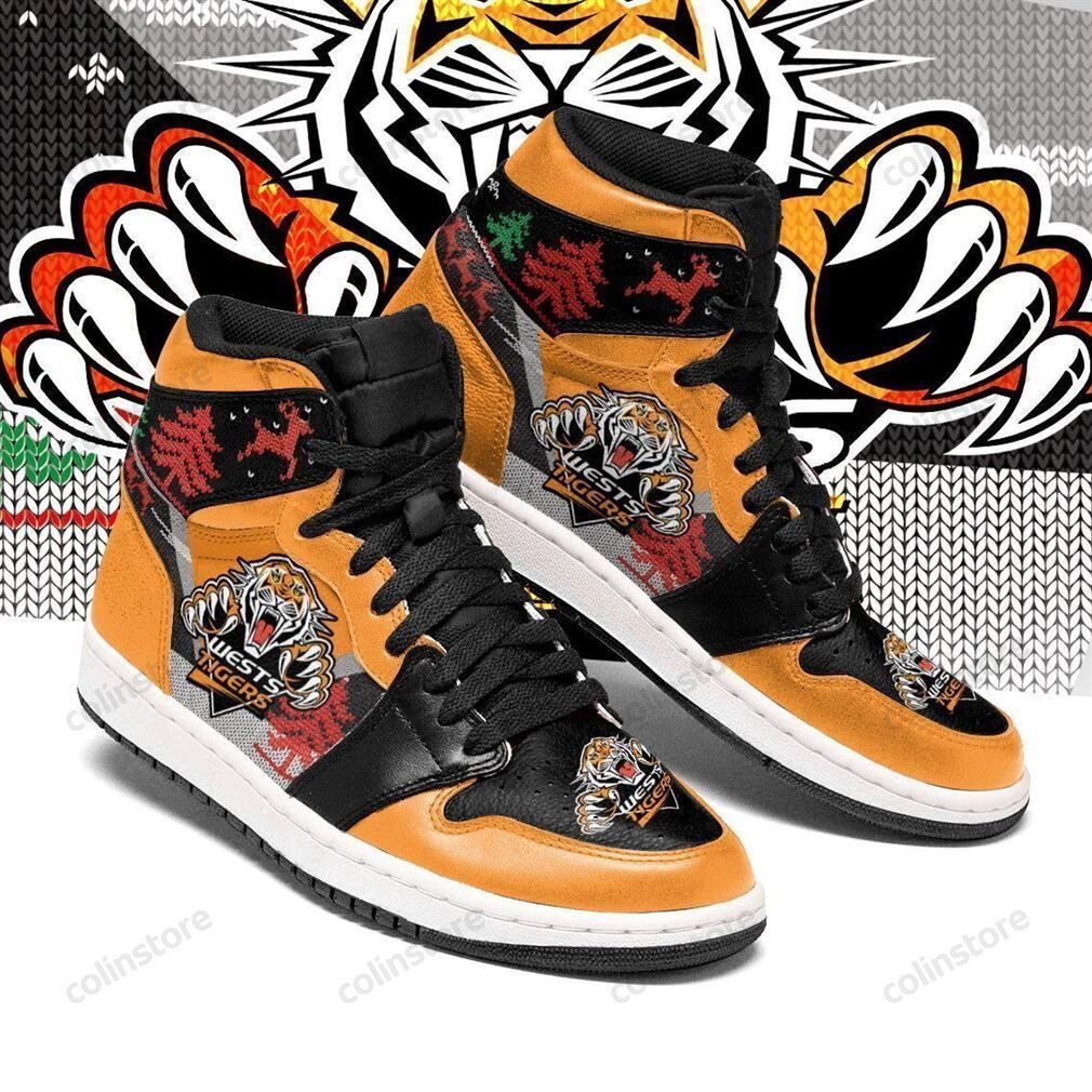 Christmas Wests Tigers Nrl Fashion Sneakers Basketball Shoes Leather High Top Air Jordan Sneaker  Men And Women