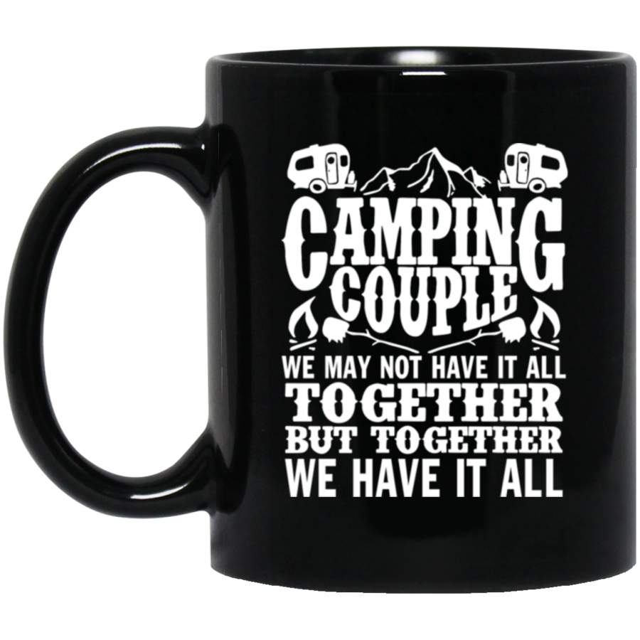 Camping Couple Together Black Mug