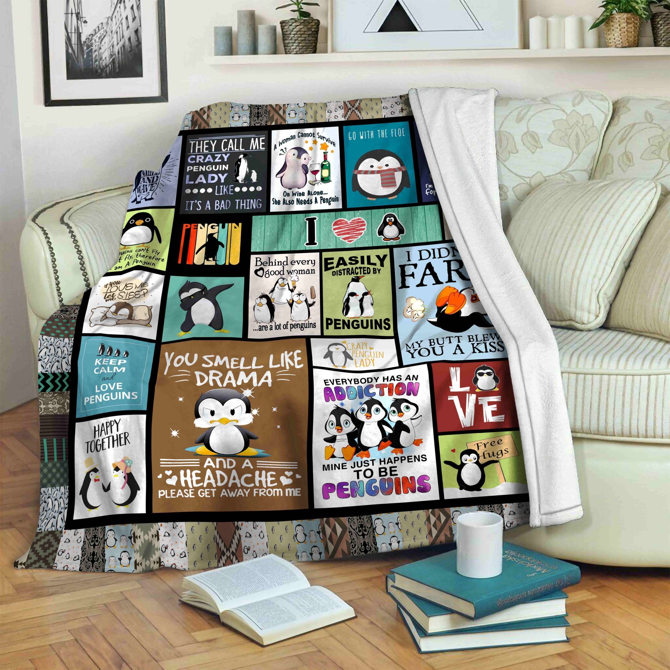 Penguin You Smell Like Drama GS-CL-ML2504 Sherpa Fleece Blanket