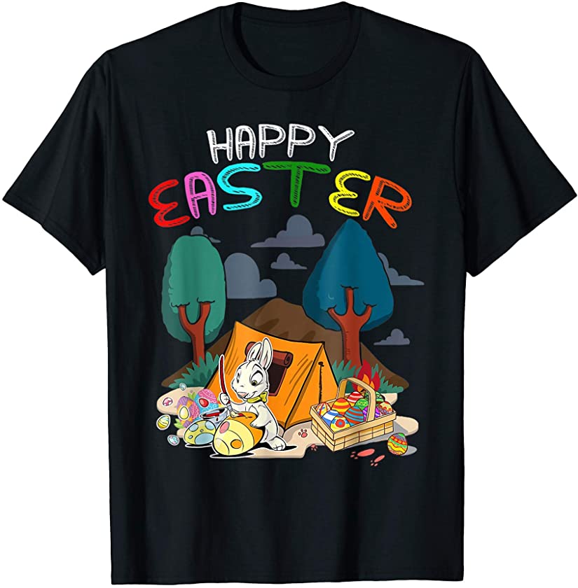 Camping Easter Day Bunny Eggs Easter Camper Camping Lover T-Shirt