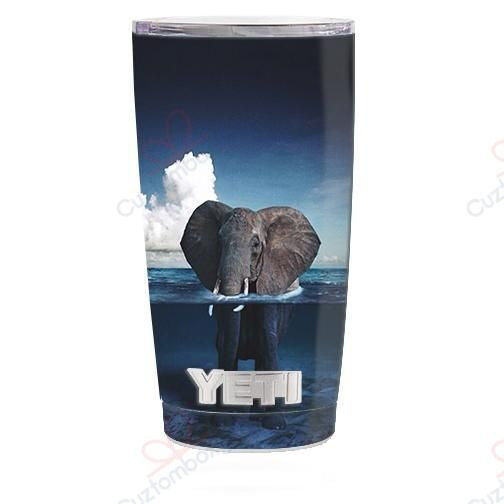 Personalized Elephant Under Water Stainless Steel Tumbler Travel Customize Name, Text, Number, Image