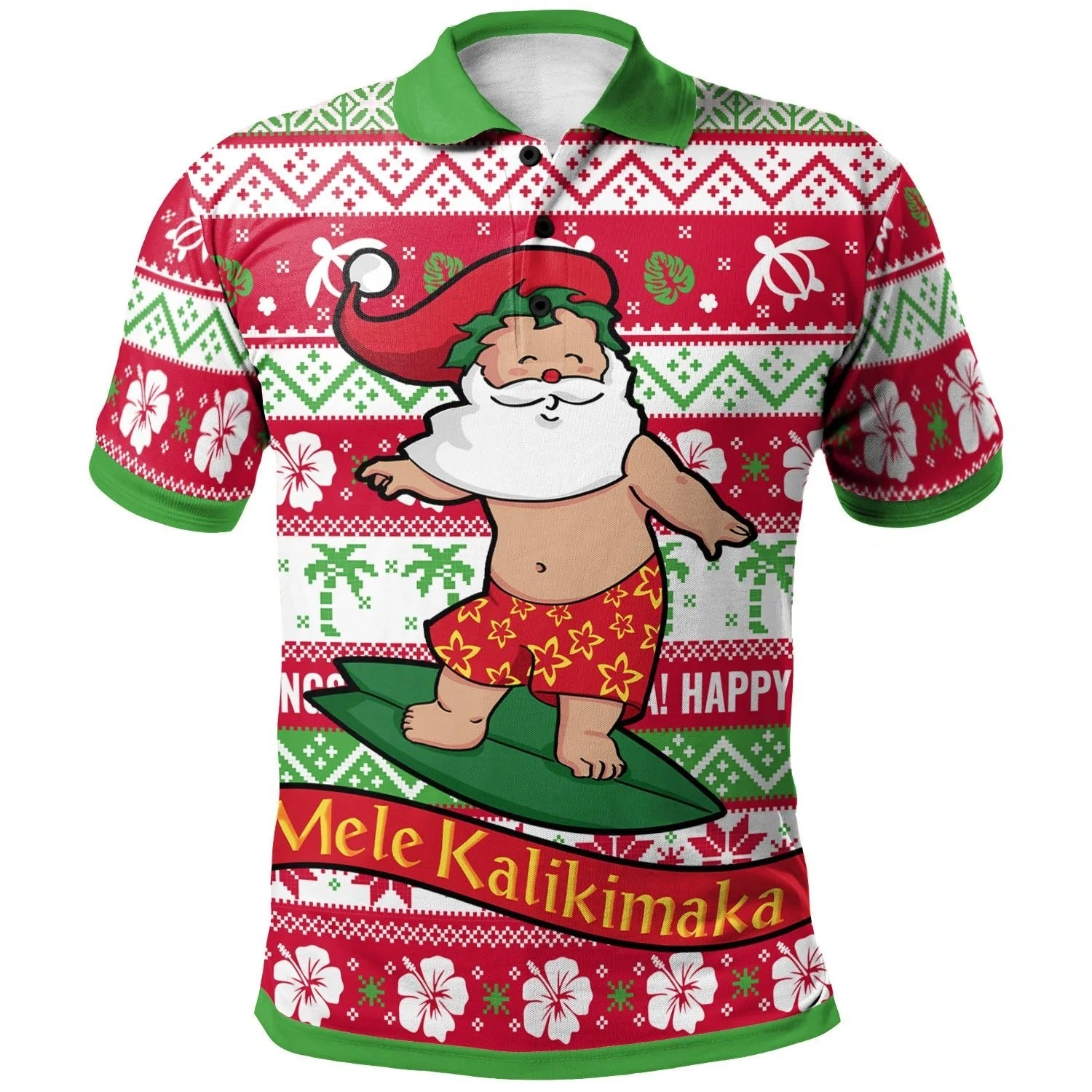 Hawaii Christmas Polo Shirt – Santa Surfing Funny Xmas Polo Shirt Men Women