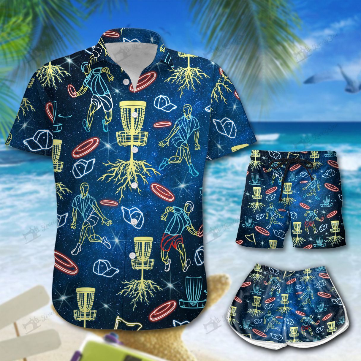 Neon Disc Golf Hawaiian Shirt Shorts Ha60574