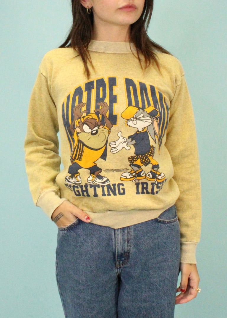 Rcycld Bugs Bunny And Taz Notre Dame Sweatshirt S0291