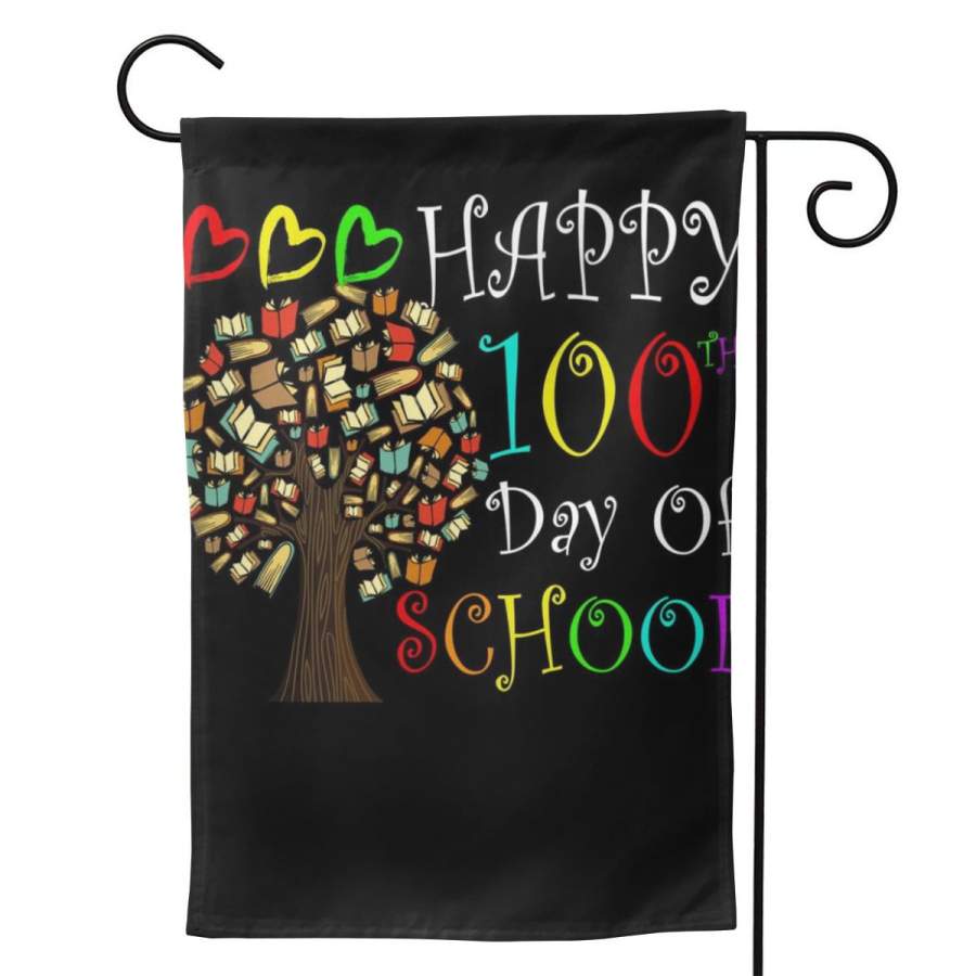 2 Pcs Garden Flag 100th Day Of School Educational Tree Horizontal Poster 12.5″x18″ -Mothers Day, Birthday Gifts for Mom, Dad, Wife, Husband, Daughters, Grandma, Friends