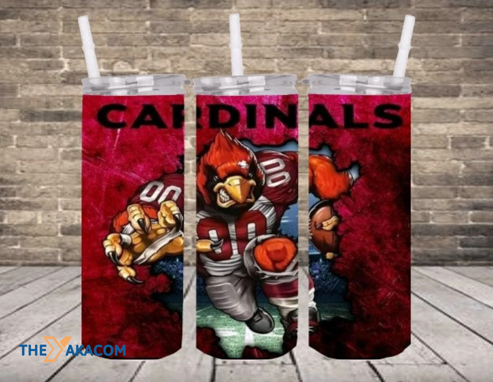 Strong Player Competing Red Scratch Background Arizona Cardinals Tumbler