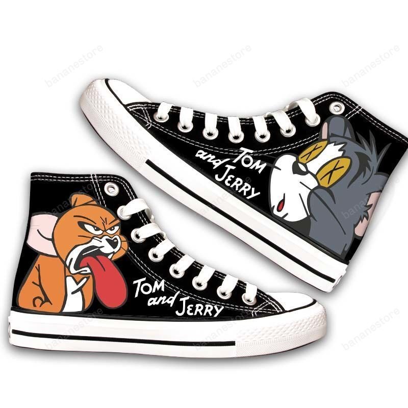 Mouse Cartoon Jerry Hot Fashion Cat Funny Tom Casual Canvas Shoes High Top Breathable Lightweight Sneakers 3D Printed Men Women