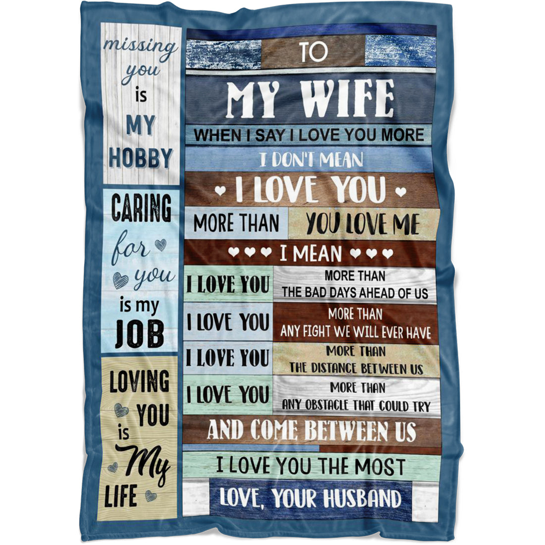 Personalized Wooden Pattern To My Wife Custom Husband Name Blanket