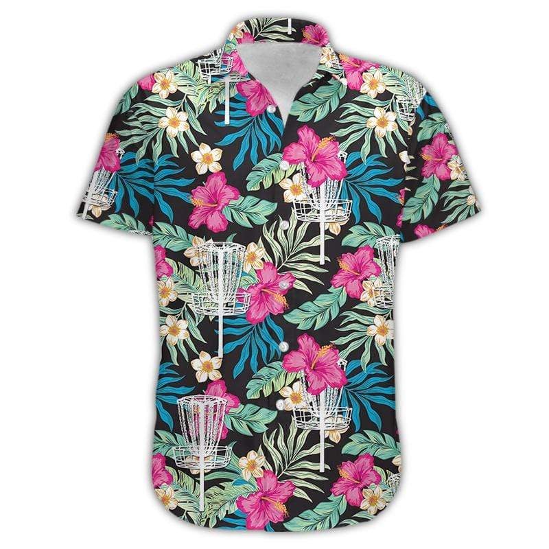 Hawaii Aloha Shirt Made In Disc Golf Hibiscus Ha4936