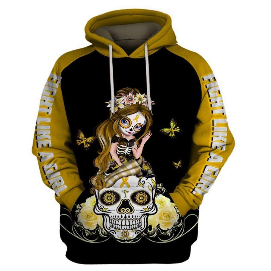 Child Cancer Awareness Sugar Skull Girl Hoodie