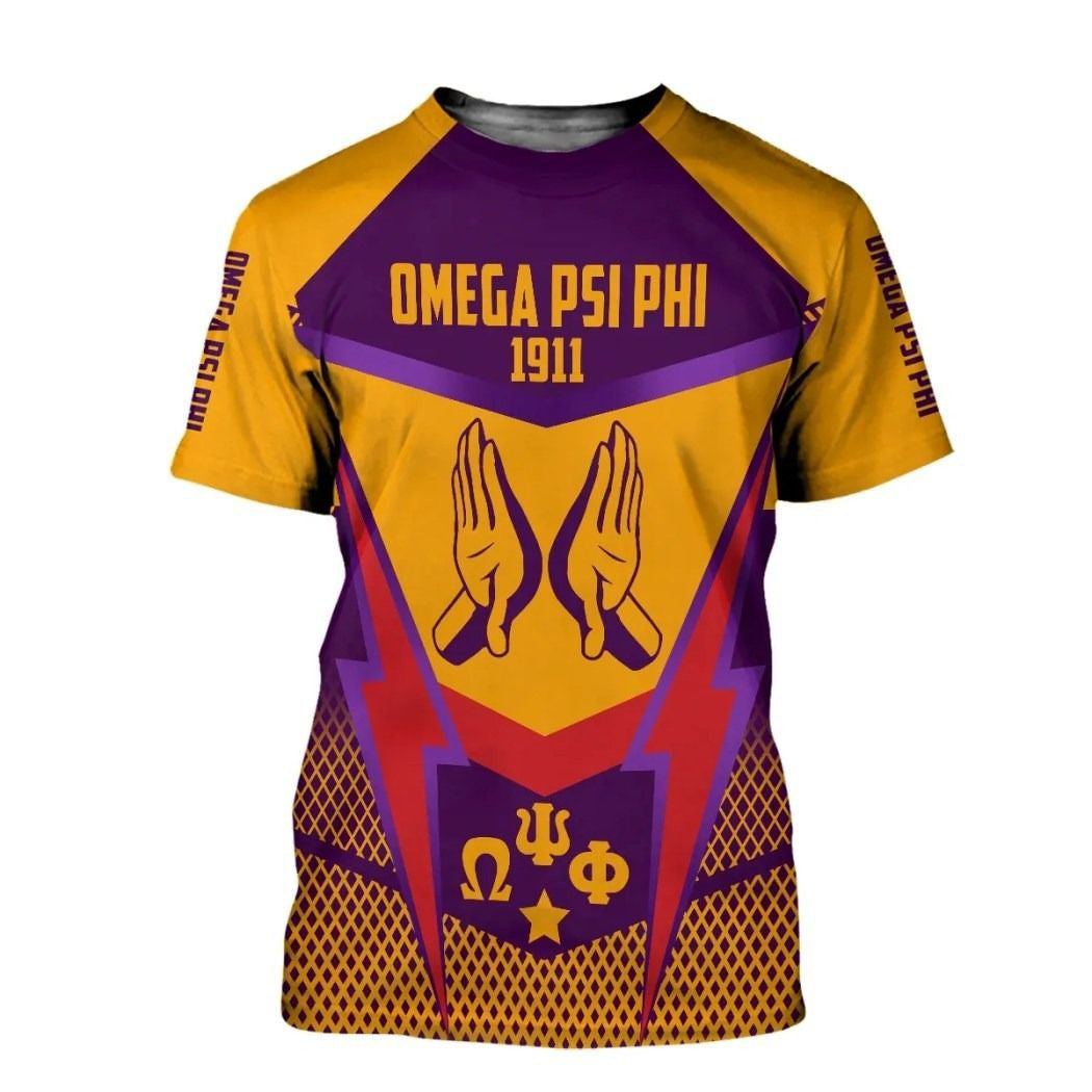 Fraternity Tshirt – Omega Psi Phi Logo Thunder Style Tshirt