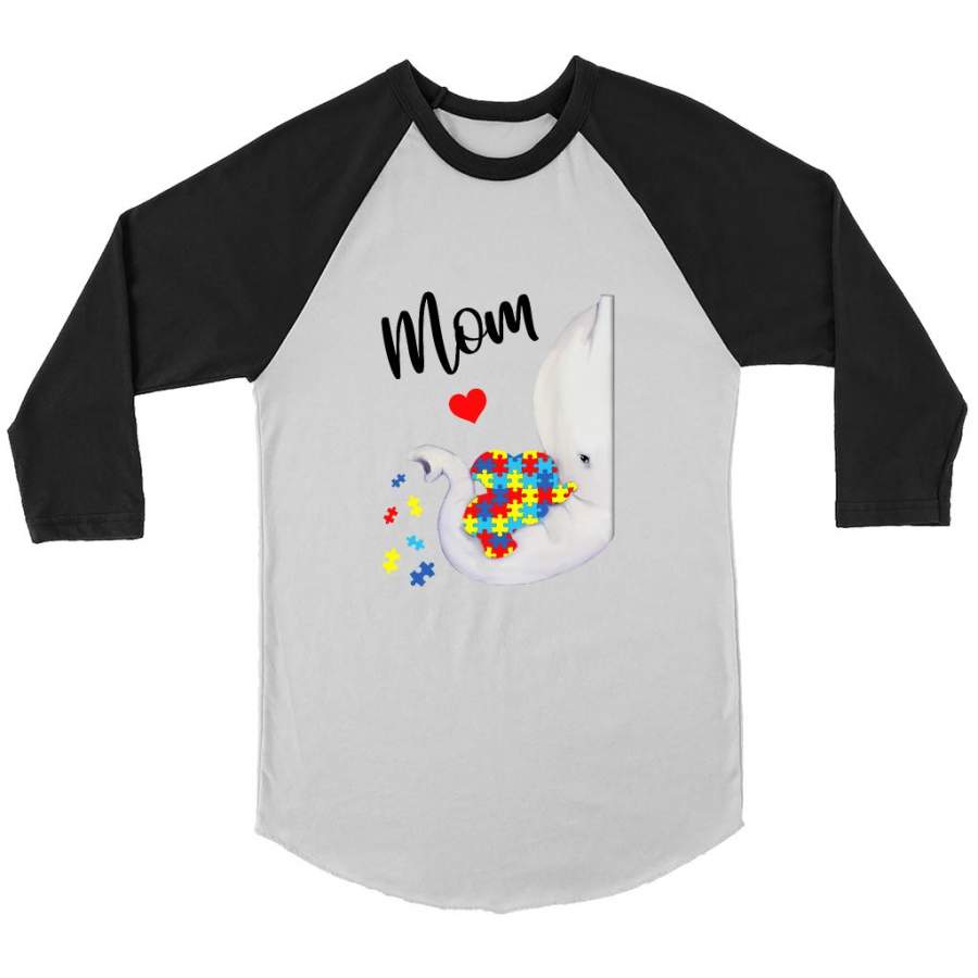 Autism Awareness Autism Elephant Mom (w) – Canvas 3/4 Raglan Shirt