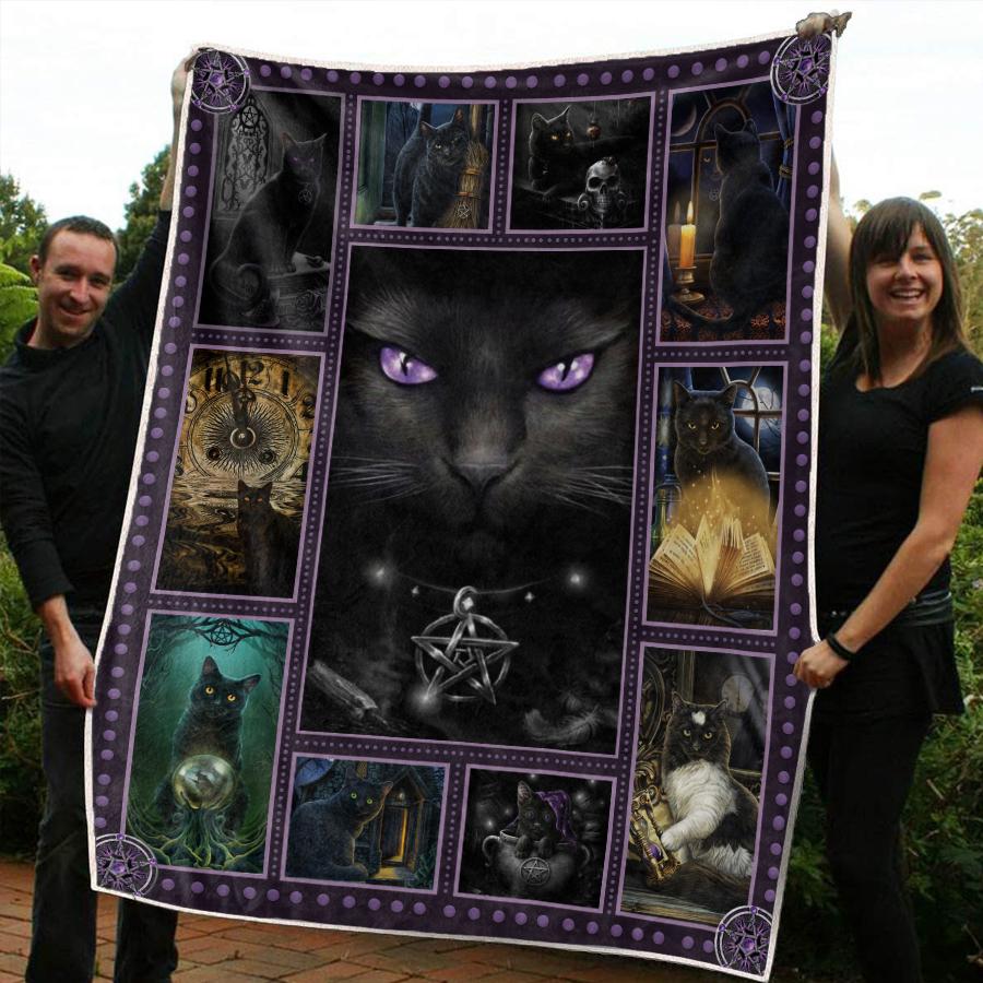 Mysterious Purple Black Cat Blanket Cat Print Blanket Cats Gifts Design