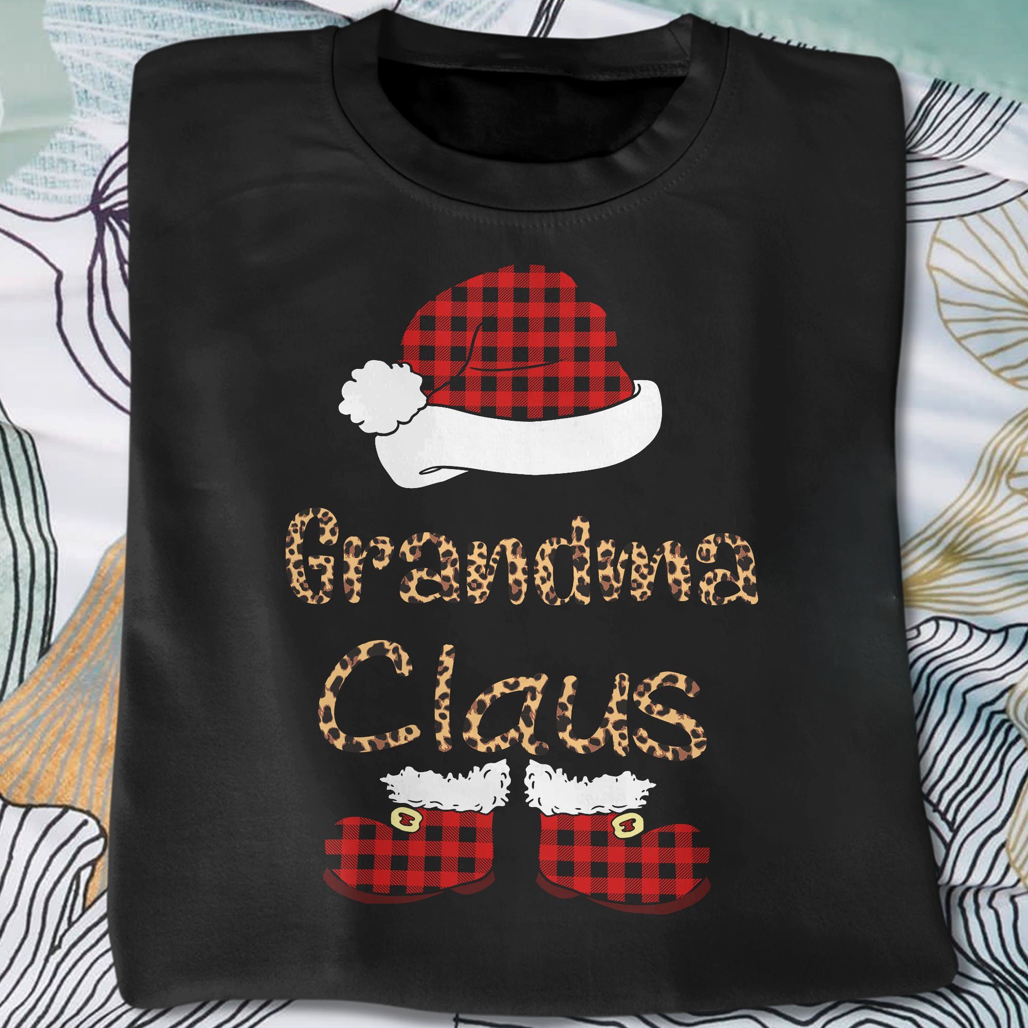 Family Claus Leopard Buffalo Plaid Unisex T-Shirt Hoodie Sweatshirt Plus Size S-5Xl