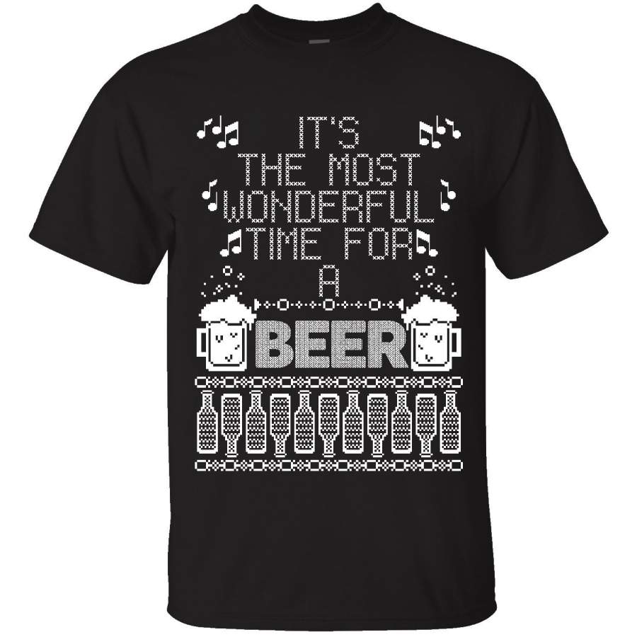 Adult Men’S It’S The Most Wonderful Time For A Beer Funny Ugly Christmas T Shirt Men T-Shirt