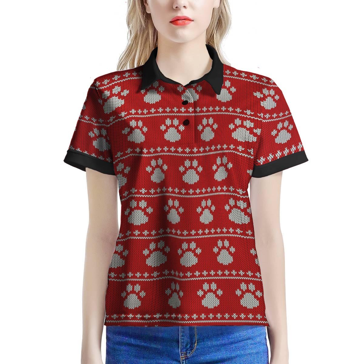 Ugly Christmas Paw Women’S Polo Shirt