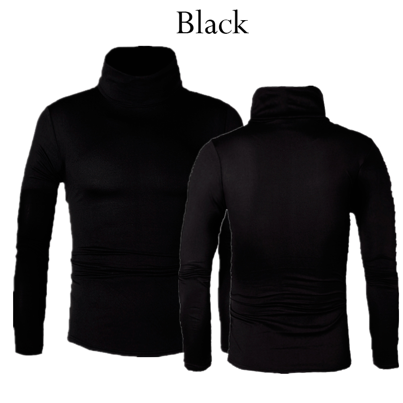 Autumn Men’s Thermal Long Sleeve Roll T-Shirt Turtleneck for Men Solid Color Slim Elastic Thin Pullover Men Knitting Sweater Top alx