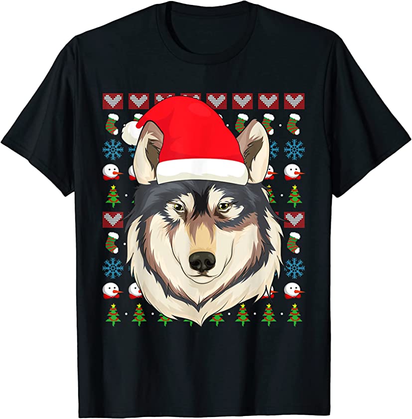 Ugly Christmas Predator Animal Merry Xmas Forest Animal Wolf T-Shirt