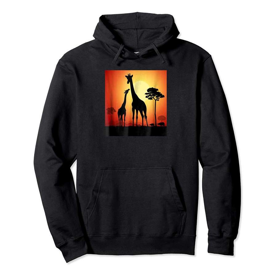 Sunset View of the African Giraffe Safari Hoodie