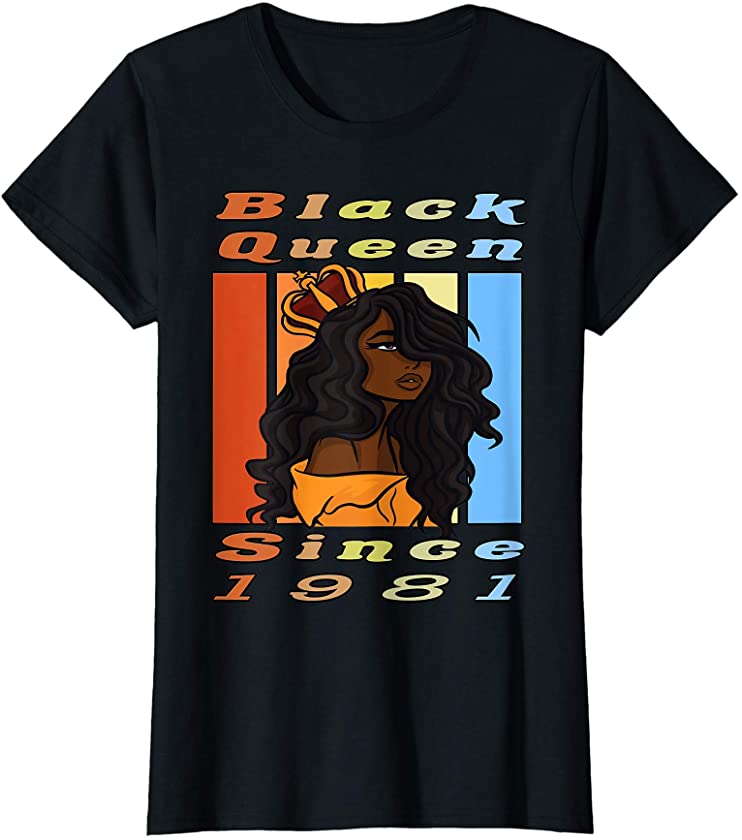 Womens 40th Birthday Black Queen Since 1981 African Women 40 Years T-Shirt