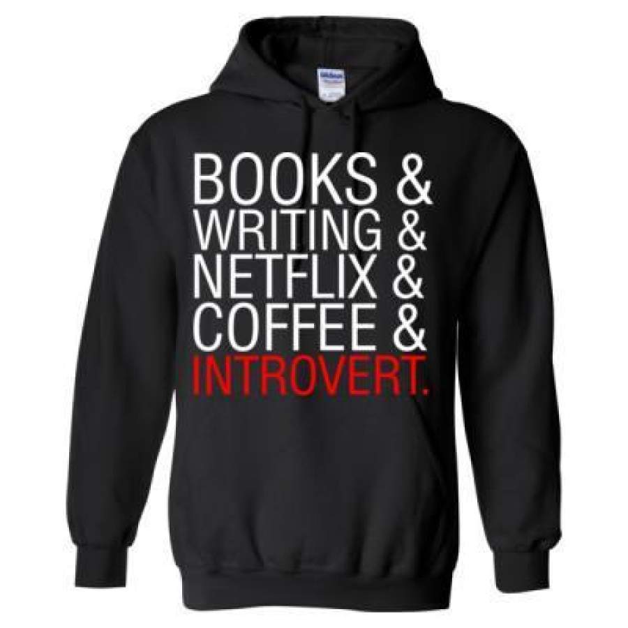 AGR Books Writing Netflix Coffee Introvert – Heavy Blend™ Hooded Sweatshirt