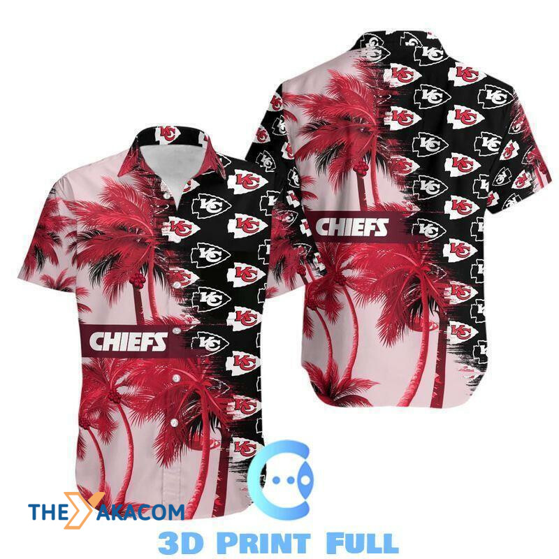 Kansas City American Football Team Road Super Bowl Beach Coconut Trees For Fan Gift Short Sleeve Hawaiian Shirt