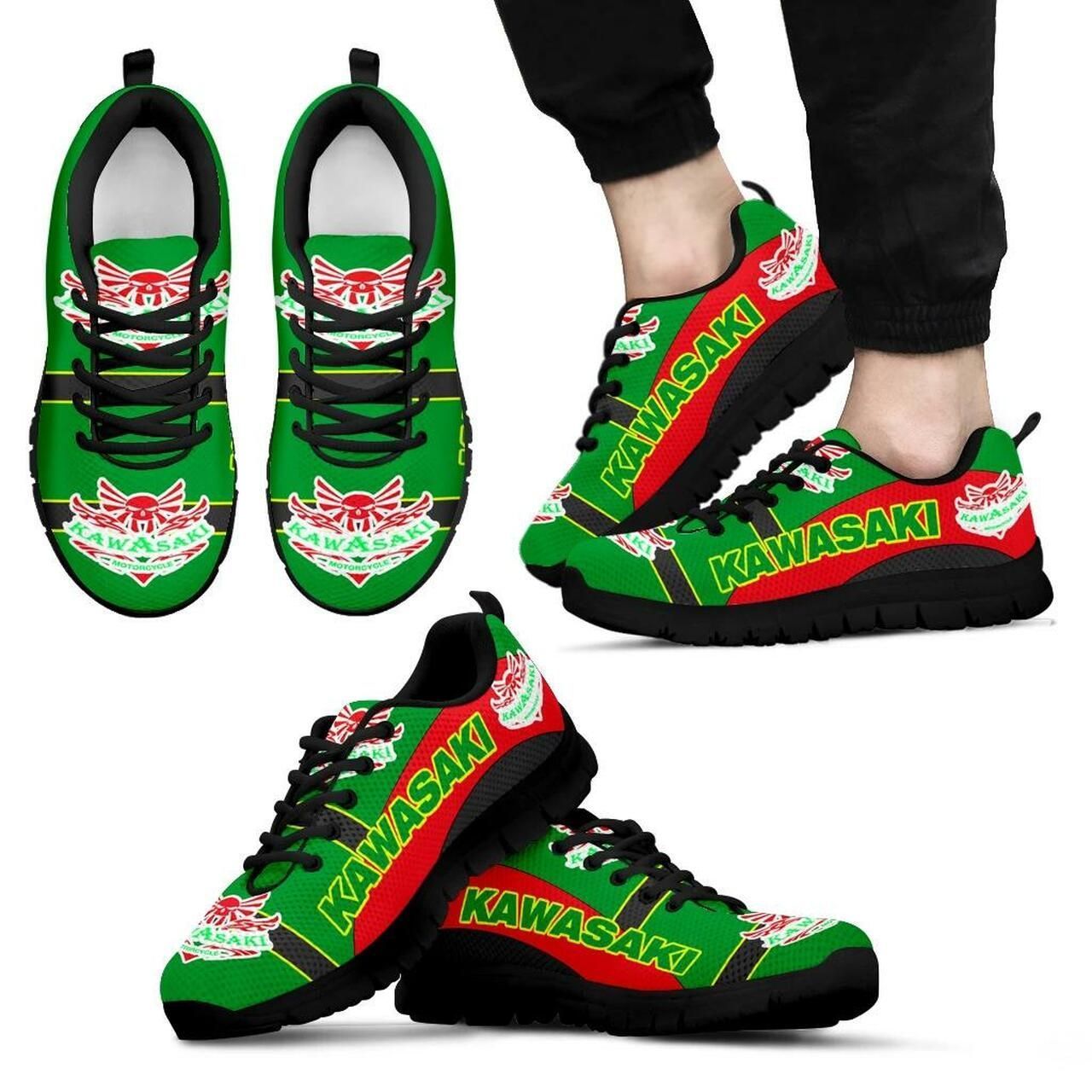 Kawasaki Car Teams Shoes Gift For Fan Black Shoes 60 Fly Sneakers