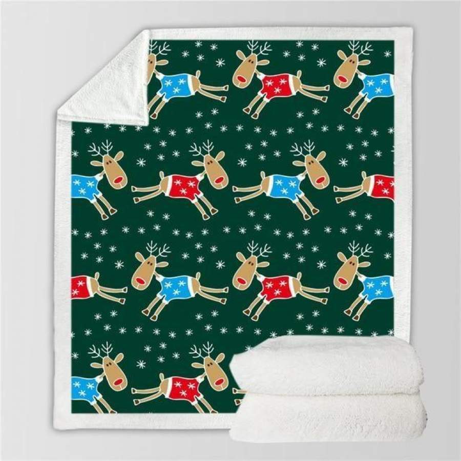 X-Mas Coloful Deers Blanket Christmas Decoration Ideas Christmas Gift Ideas