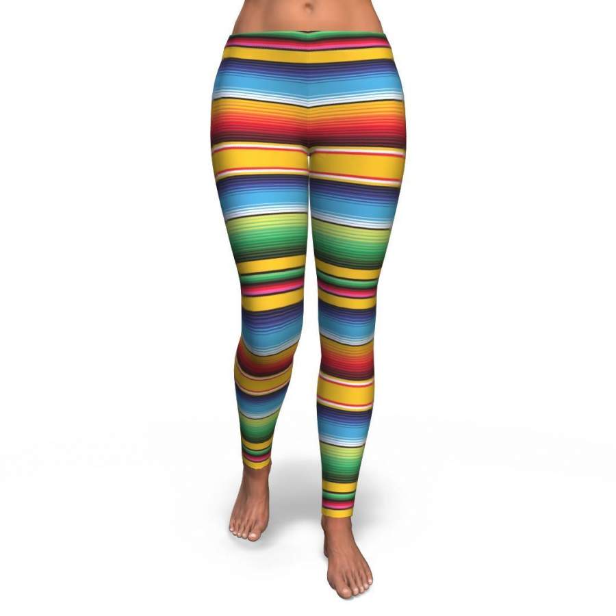 Serape Baja Mexican Blanket Pattern Print Pattern Women Leggings