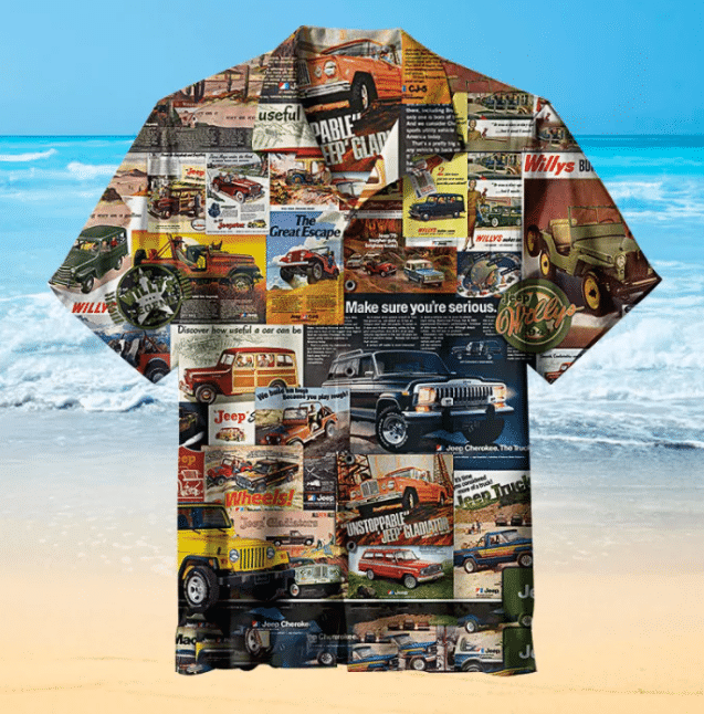 Retro Jeep Collage For Man And Woman Print Short Sleeve Hawaii Shirt Ha62140