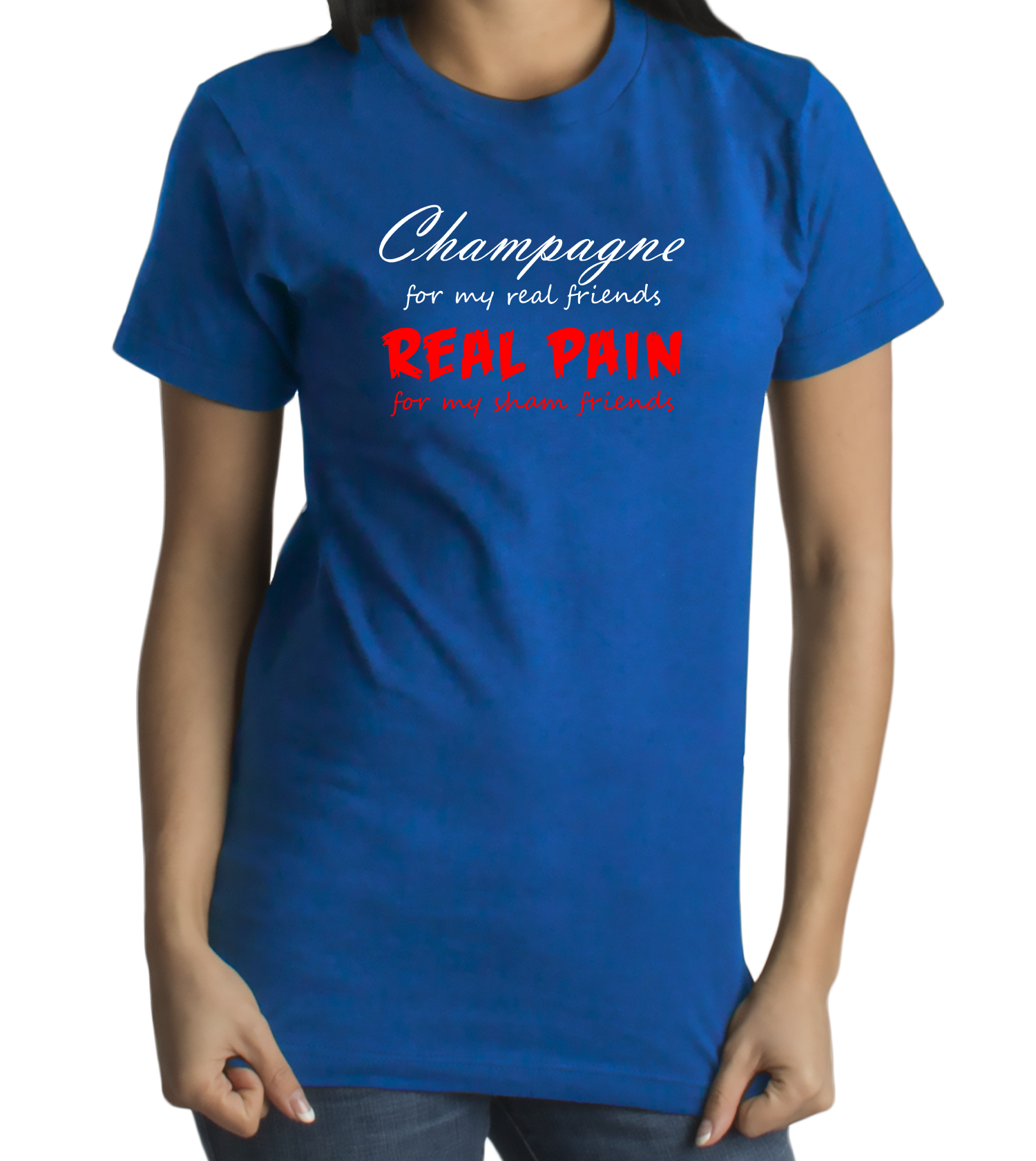 Champagne For My Real Friends – Bad Pun Humor Party Joke T-Shirt