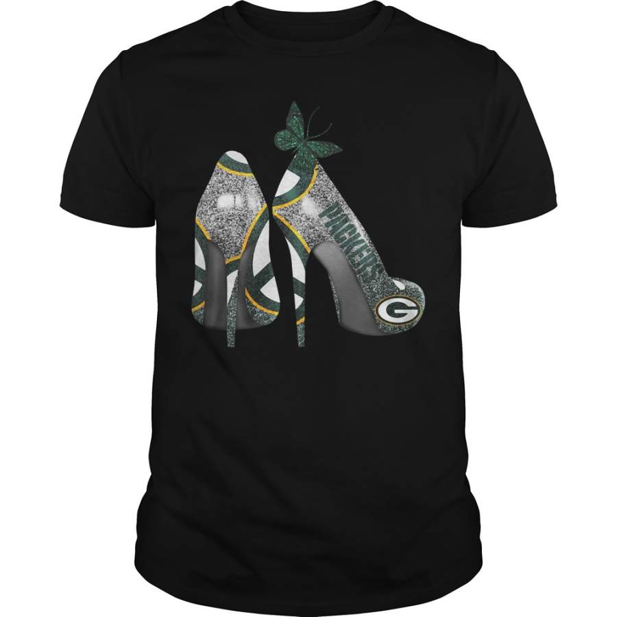 Green Bay Packers Rhinestone High Heels T-Shirt