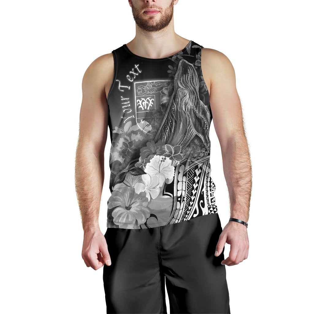 Fiji Custom Personalised Men’S Tank Top – Humpback Whale With Tropical Flowers (White)