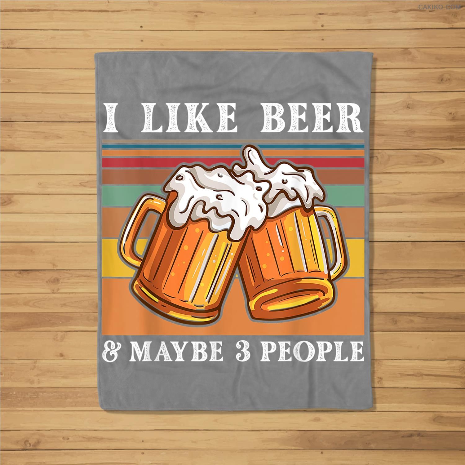 Retro I Like Beer And Maybe 3 People Funny Vintage Fleece Blanket