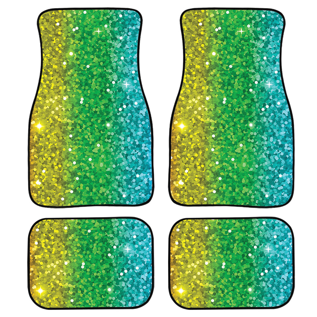 Rainbow Glitter Print Front And Back Car Floor Mats, Front Car Mat