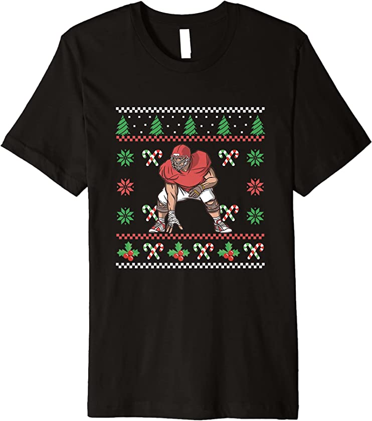 Ugly Christmas American Football Santa Claus New Year Sports Premium T-Shirt