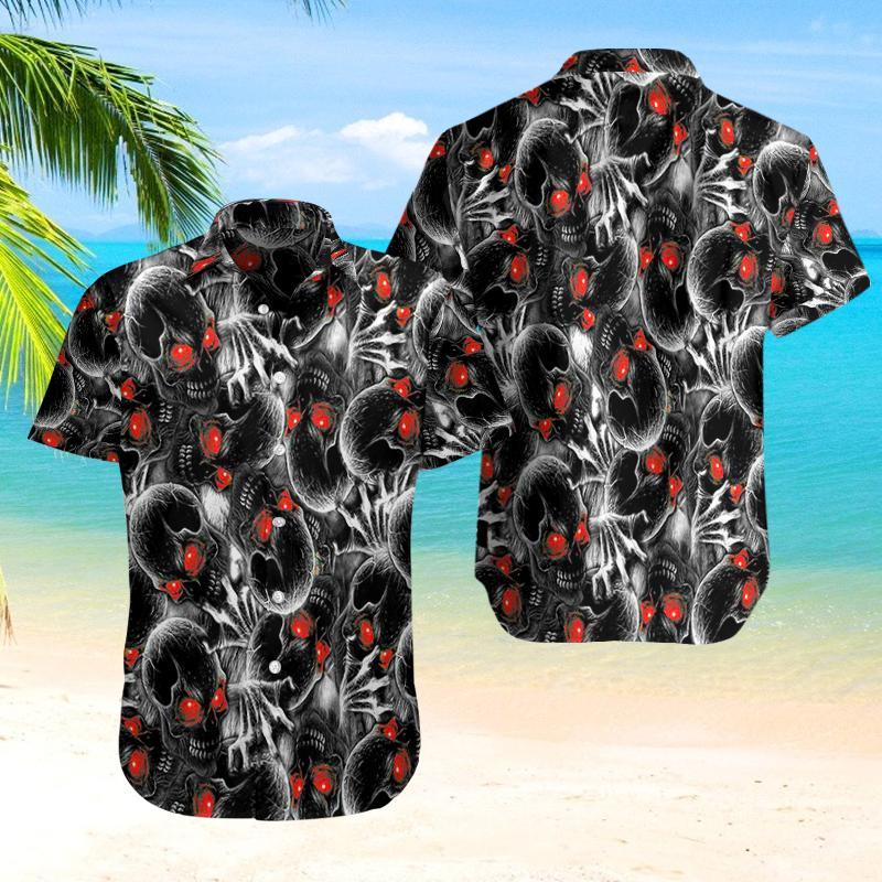 Skull Red Hawaiian Shirt For Aloha Hawaiian Ha47843