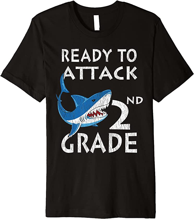 Vintage Ready To Attack 2nd Grade First Day of School Shark Premium T-Shirt