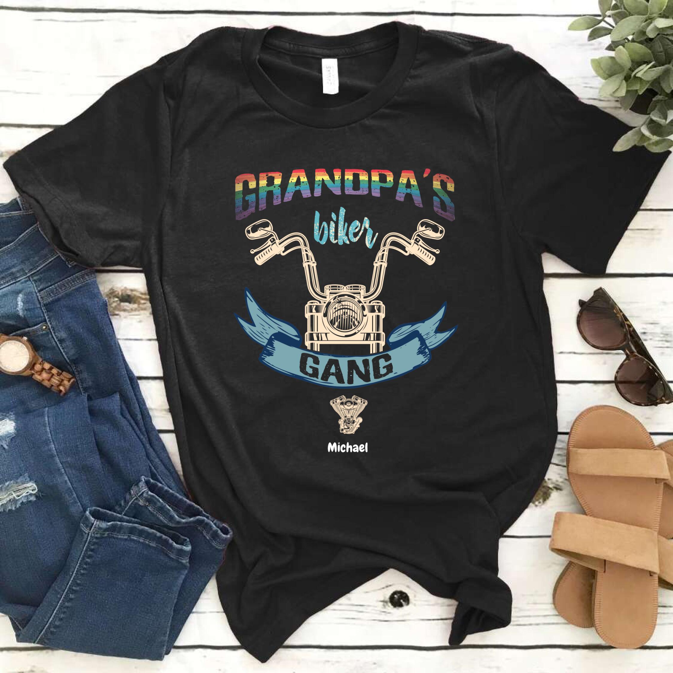 Personalized Funny Grandpa Biker Gang Retro Gift Biker Lovers – Standard T-shirt